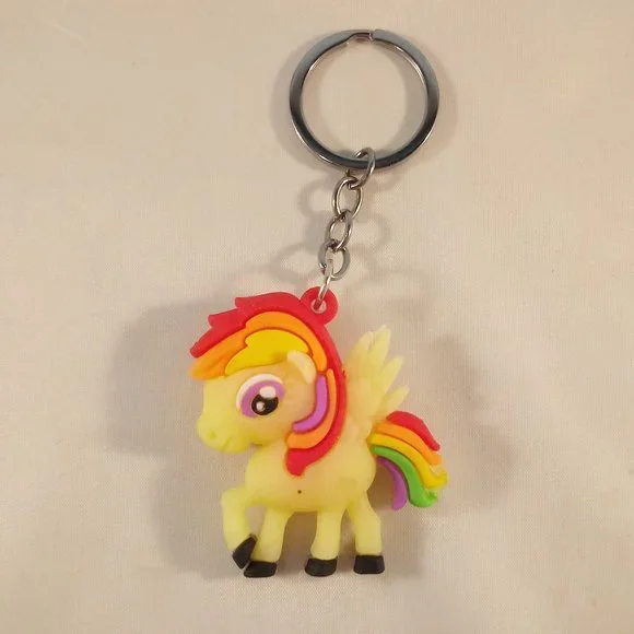Silver My Little Pony Thunder Spectrum Pegasus + Rainbow Unicorn Key Rings 2 pcs - Picture 3 of 4